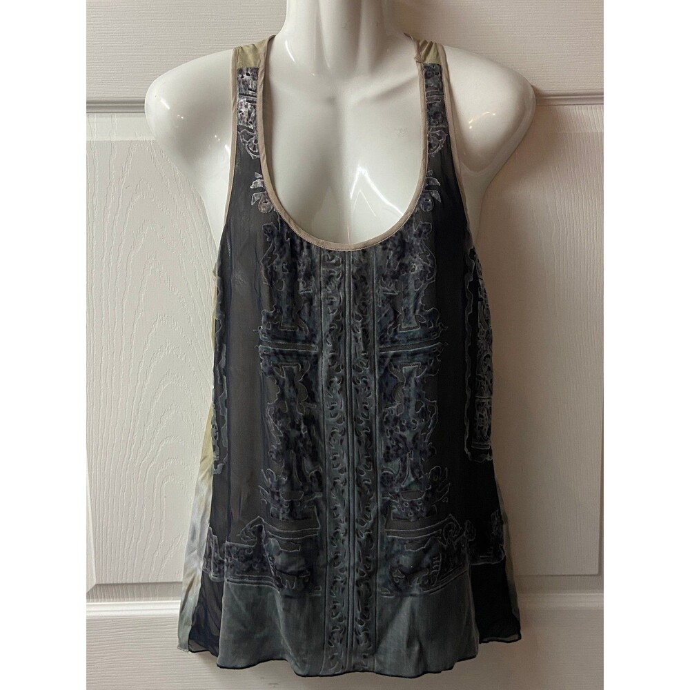 Hale Bob Tank Top Womens XS  Velvet Burnout Silk Layering Dressy